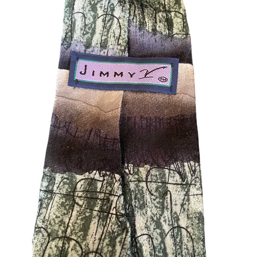 Jimmy Z‎ Brett Favre Collection One Silk Tie Stonehenge Abstract Green Grey USA